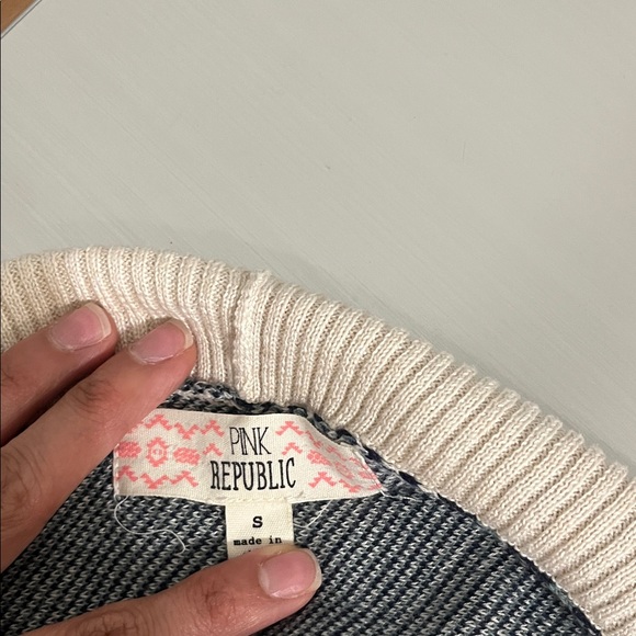 Pink Republic Aztec Print Navy and Cream Cardigan - Picture 2 of 5